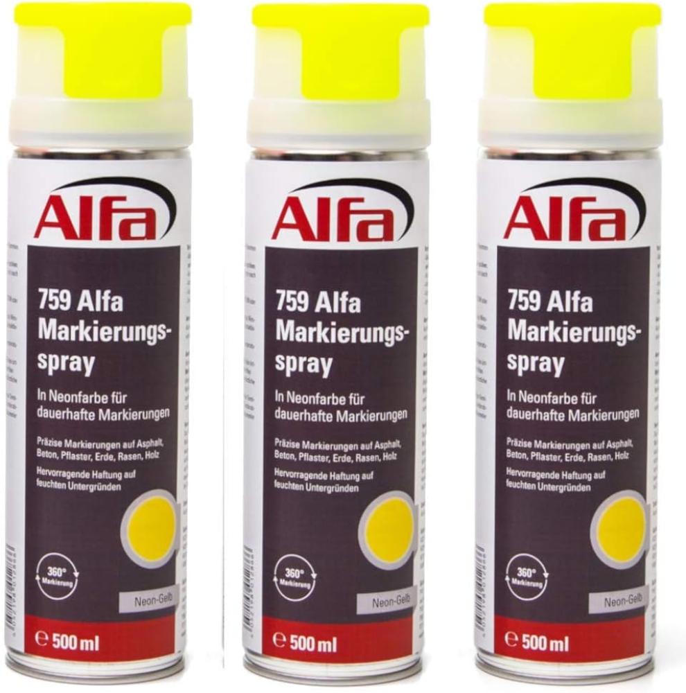 3x Alfa Markierungsspray / Signierspray (500 ml) - neongelb